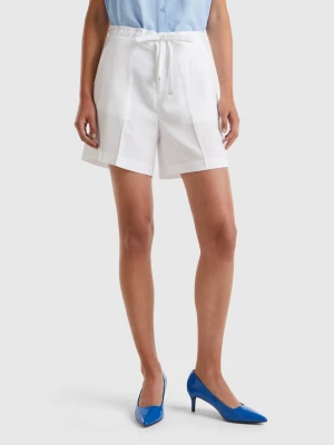 Benetton, Bermudas With Drawstring, size XXS, White, Women United Colors of Benetton