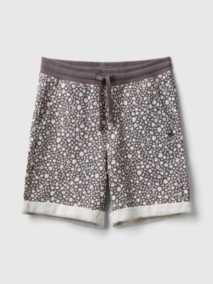 Benetton, Bermudas With Floral Print, size M, Dark Gray, Kids United Colors of Benetton