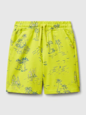 Benetton, Bermudas With Tropical Print, size XL, Lime, Kids United Colors of Benetton