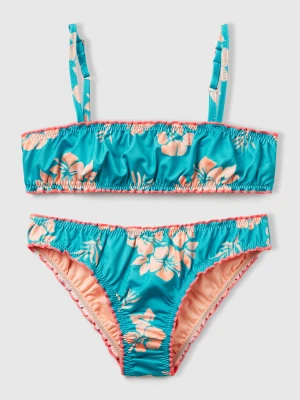 Benetton, Bikini With Floral Print, size XXS, Aqua, Kids United Colors of Benetton
