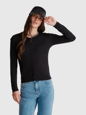 Benetton, Black 100% Cotton Cardigan, size XXS, Black, Women United Colors of Benetton