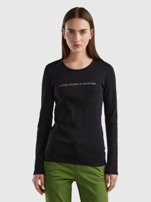 Benetton, Black 100% Cotton Long Sleeve T-shirt, size M, Black, Women United Colors of Benetton