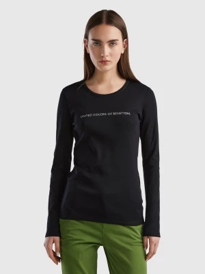 Benetton, Black 100% Cotton Long Sleeve T-shirt, size XL, Black, Women United Colors of Benetton