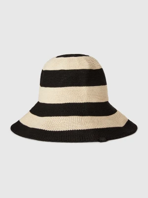 Benetton, Black And White Striped Hat, size S, Black, Women United Colors of Benetton