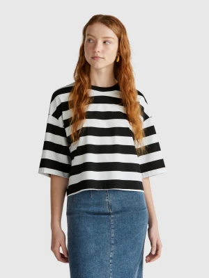 Benetton, Black And White Striped T-shirt, size XXS, White, Women United Colors of Benetton