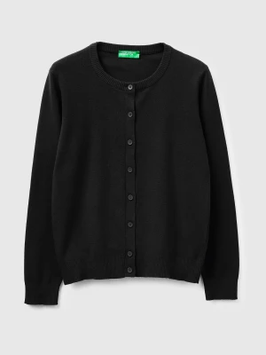 Benetton, Black Cardigan In Tricot Cotton, Size: XS, Black, Women United Colors of Benetton