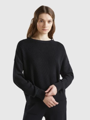 Benetton, Black Cotton Sweater, size L, Black, Women United Colors of Benetton