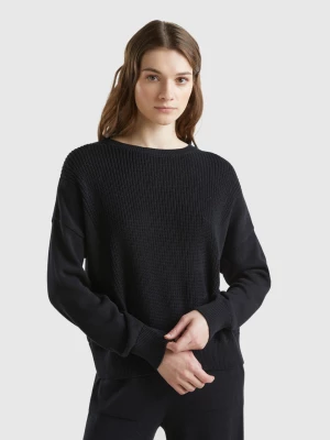 Benetton, Black Cotton Sweater, size XXS, Black, Women United Colors of Benetton