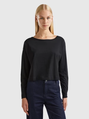 Benetton, Black Long Fiber Cotton T-shirt, size XXS, Black, Women United Colors of Benetton