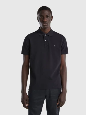 Benetton, Black Regular Fit Polo, size L, Black, Men United Colors of Benetton