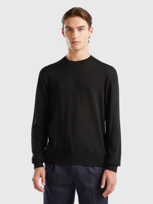 Benetton, Black Sweater In Pure Merino Wool, size XS, Black, Men United Colors of Benetton