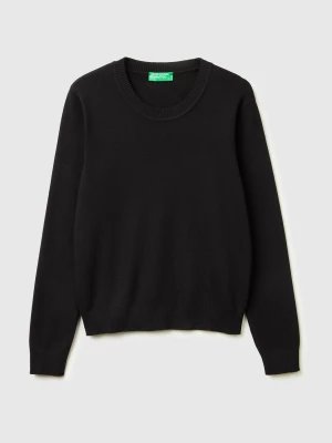 Benetton, Black Sweater In Tricot Cotton, Size: M, Black, Women United Colors of Benetton