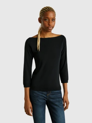 Benetton, Black Sweater With Boat Neck, size XXS, Black, Women United Colors of Benetton