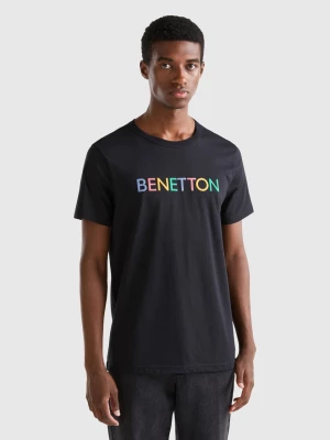 Benetton, Black T-shirt In Organic Cotton With Logo Print, size XXXL, Black, Men United Colors of Benetton
