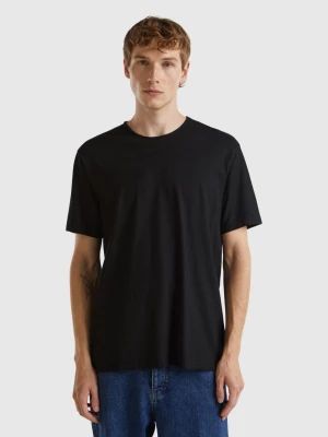 Benetton, Black T-shirt In Slub Cotton, size L, Black, Men United Colors of Benetton