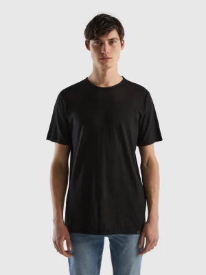 Benetton, Black T-shirt In Slub Cotton, size XL, Black, Men United Colors of Benetton