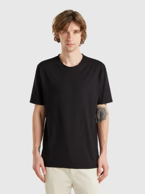 Benetton, Black T-shirt In Slub Cotton, size XS, Black, Men United Colors of Benetton