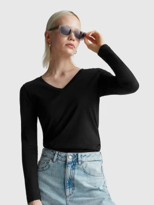 Benetton, Black T-shirt With V-neck, Size: XXS, Black, Women United Colors of Benetton
