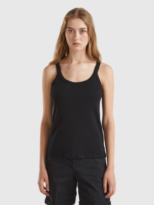 Benetton, Black Tank Top In Pure Cotton, size XL, Black, Women United Colors of Benetton