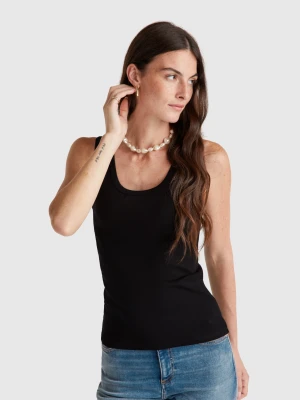 Benetton, Black Tank Top In Pure Cotton, Size: XXS, Black, Women United Colors of Benetton
