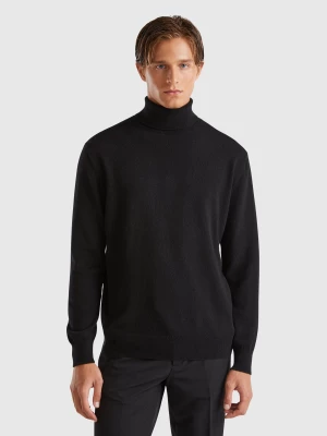 Benetton, Black Turtleneck In Pure Cashmere, size L, Black, Men United Colors of Benetton