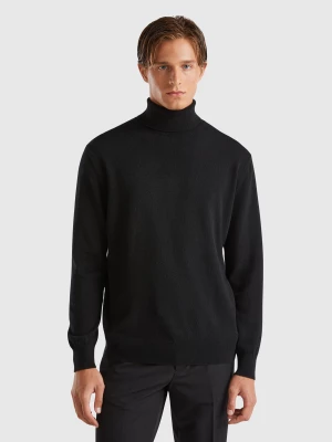 Benetton, Black Turtleneck In Pure Cashmere, size XL, Black, Men United Colors of Benetton