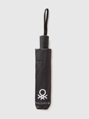Benetton, Black Umbrella With Coco Capitán Text, Size: OS, Black, Women United Colors of Benetton