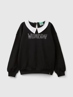 Benetton, Black Wednesday Addams Collared Sweatshirt, size XL, Black, Kids United Colors of Benetton