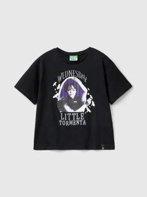 Benetton, Black Wednesday Addams T-shirt, size 2XL, Black, Kids United Colors of Benetton