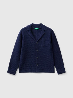 Benetton, Blazer In Cotton Blend, size 2XL, Dark Blue, Kids United Colors of Benetton