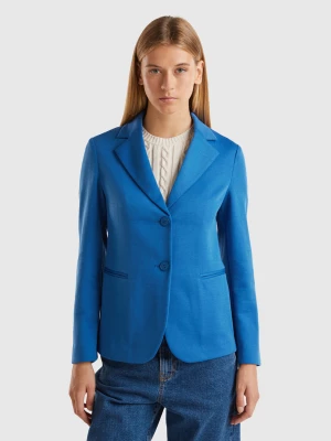 Benetton, Blazer In Cotton Blend, size , Air Force Blue, Women United Colors of Benetton