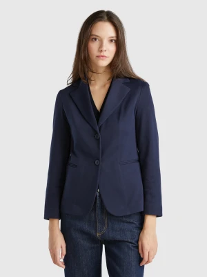 Benetton, Blazer In Cotton Blend, size , Dark Blue, Women United Colors of Benetton