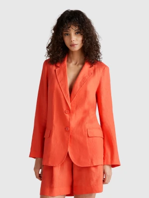 Benetton, Blazer In Pure Linen, size , , Women United Colors of Benetton