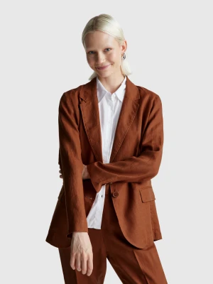 Benetton, Blazer In Pure Linen, Women United Colors of Benetton