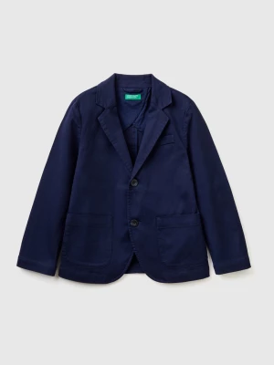 Benetton, Blazer In Stretch Cotton, size XL, Dark Blue, Kids United Colors of Benetton