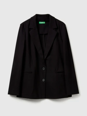 Benetton, Blazer In Stretch Viscose Blend, Black, Women United Colors of Benetton
