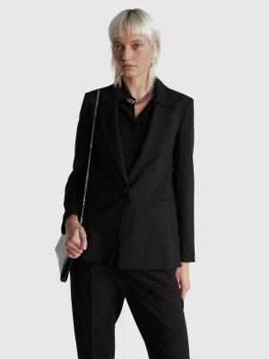 Benetton, Blazer In Stretch Viscose Blend, Black, Women United Colors of Benetton