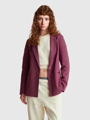 Benetton, Blazer In Stretch Viscose Blend, Plum, Women United Colors of Benetton
