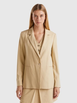 Benetton, Blazer In Stretch Viscose Blend, size , Beige, Women United Colors of Benetton