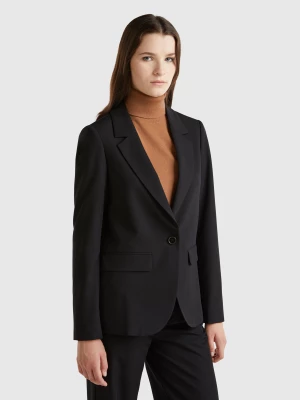 Benetton, Blazer In Stretch Viscose Blend, size , Black, Women United Colors of Benetton