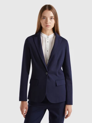 Benetton, Blazer In Stretch Viscose Blend, size , Blue, Women United Colors of Benetton