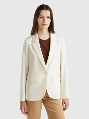 Benetton, Blazer In Stretch Viscose Blend, size , Creamy White, Women United Colors of Benetton