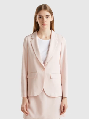 Benetton, Blazer In Stretch Viscose Blend, size , Soft Pink, Women United Colors of Benetton