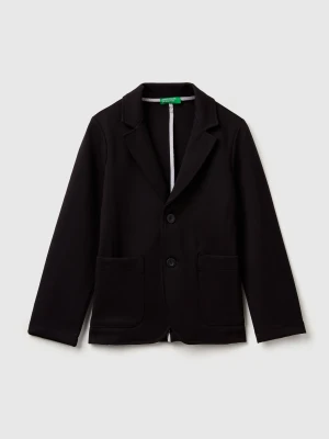 Benetton, Blazer In Viscose Blend, size XL, Black, Kids United Colors of Benetton