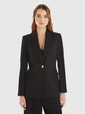 Benetton, Blazer In Wool And Viscose Blend, size , Black, Women United Colors of Benetton