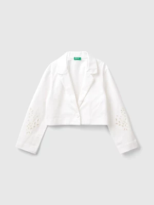 Benetton, Blazer With Embroidered Sleeves, size 3XL, White, Kids United Colors of Benetton