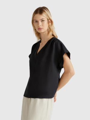 Benetton, Blouse In Pure Linen, size M, Black, Women United Colors of Benetton