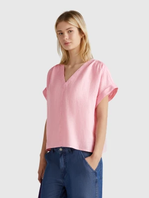 Benetton, Blouse In Pure Linen, size XXS, Pastel Pink, Women United Colors of Benetton