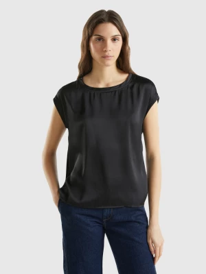 Benetton, Blouse With Boat Neck, size XS, Black, Women United Colors of Benetton