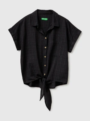 Benetton, Blouse With Knot, Size: XS, Black, Women United Colors of Benetton